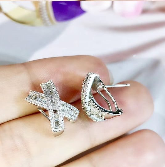 Luxury Premium Quality AD Collection Cubic Zircon Earrings - Small Hoop & Stud Earrings