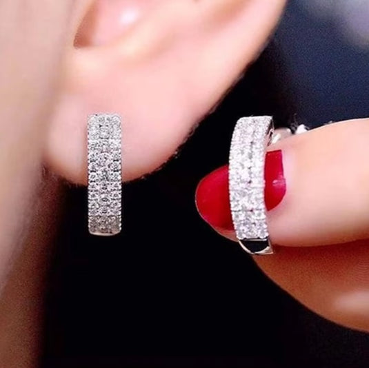Luxury Premium Quality AD Collection Cubic Zircon Earrings - Small Hoop & Stud Earrings