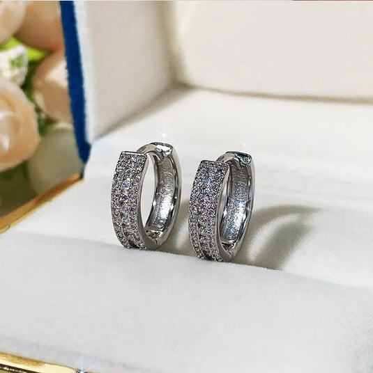 Luxury Premium Quality AD Collection Cubic Zircon Earrings - Small Hoop & Stud Earrings