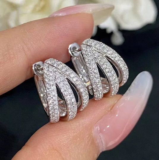 Luxury Premium Quality AD Collection Cubic Zircon Earrings - Hoop & Stud Earrings