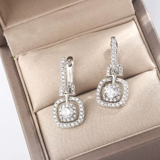 Luxury Premium Quality AD Collection Cubic Zircon Earrings - Hoop & Drop Style Earrings