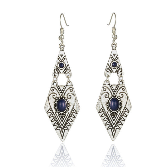 Classic Indo Western drop earrings with an ethnic look in Shades of Blue