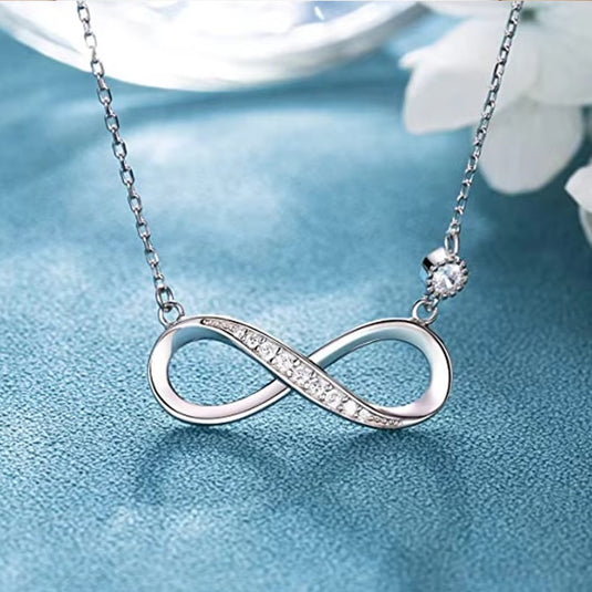 Luxury Premium Infinity Design AD Collection Cubic Zircon Stud Drop Necklace