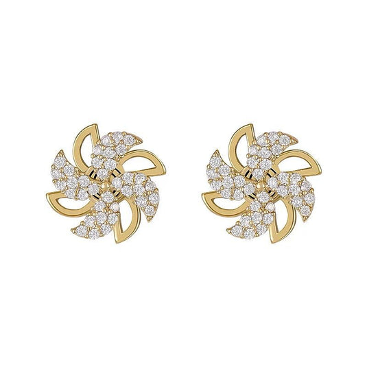 Rotatable Flower Stud Earrings in Pretty Crystals