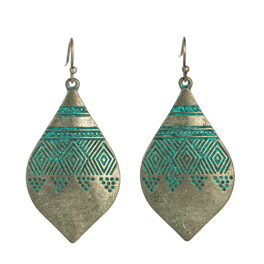Classic Indo Western drop earrings with an ethnic look in Shades of Green