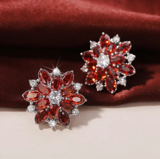 Premium AAA Grade Cubic Zircon/American Diamond Stud Earrings - Orange