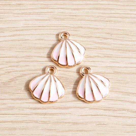 Pink Shell Charm Pendant in a Stainless Steel Chain