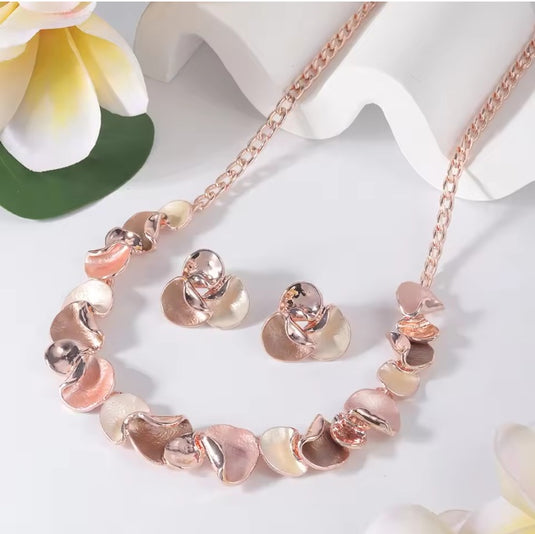 Gold Plated, Stainless Steel, Enamel Coated Multicolor Stylish Set in Rose Gold
