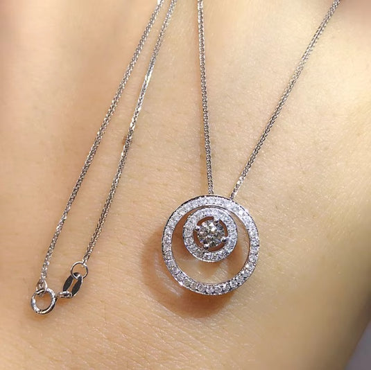 Luxury Premium Circle Design Cluster AD Collection Cubic Zircon Pendant Necklace