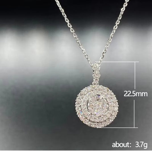 Luxury Premium Circle Design Cluster AD Collection Cubic Zircon Pendant Necklace