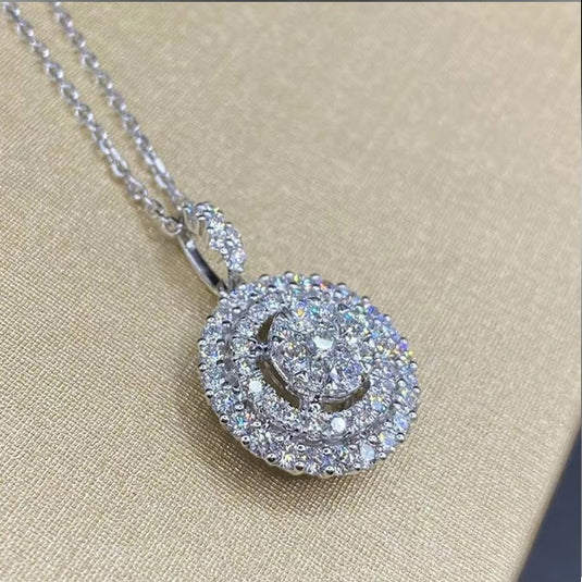 Luxury Premium Circle Design Cluster AD Collection Cubic Zircon Pendant Necklace