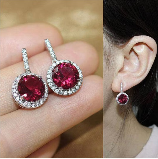 Luxury Premium Quality AD Collection Cubic Zircon Drop Earrings - Yellow, Red, Pink, Blue