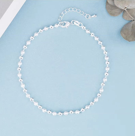925 Silver Simple Exquisite Small Beads Anklet
