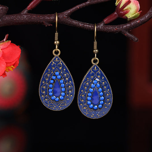 Classic Indo Western drop earrings with an ethnic look in Shades of Blue