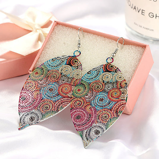 Colorful Tassel Multicolor Leaf Droplets Long earrings