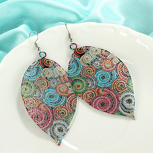 Colorful Tassel Multicolor Leaf Droplets Long earrings