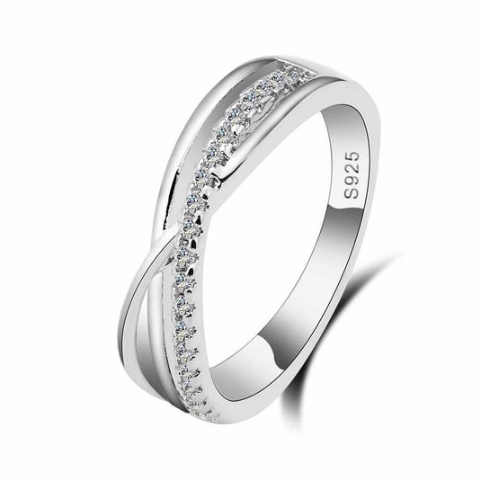 925 Silver Criss Cross Finger Ring, Size 7