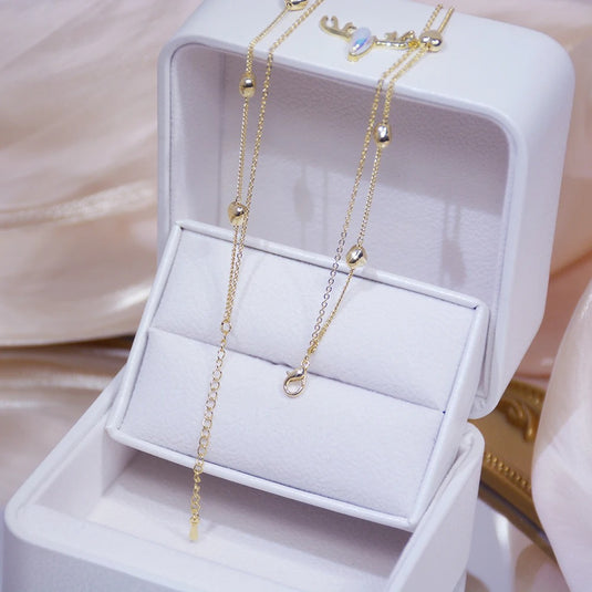 14k Gold Plated Heart Double Necklace