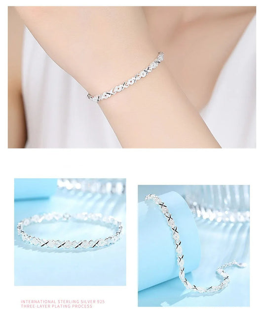 925 Silver Criss Cross Bracelet