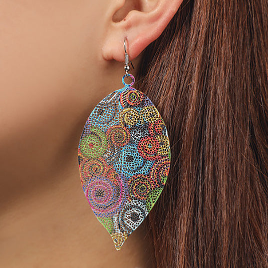 Colorful Tassel Multicolor Leaf Droplets Long earrings
