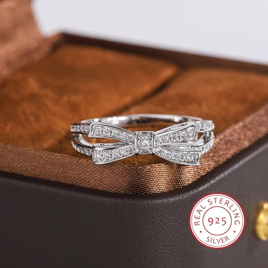 925 Silver Zircon Bow Design Finger Ring