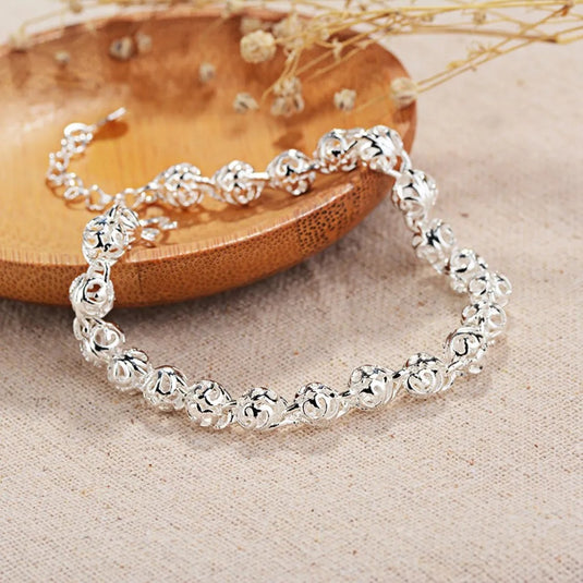 925 Silver Hollow Ball Bracelet