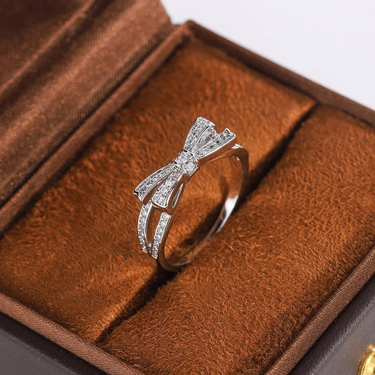 925 Silver Zircon Bow Design Finger Ring