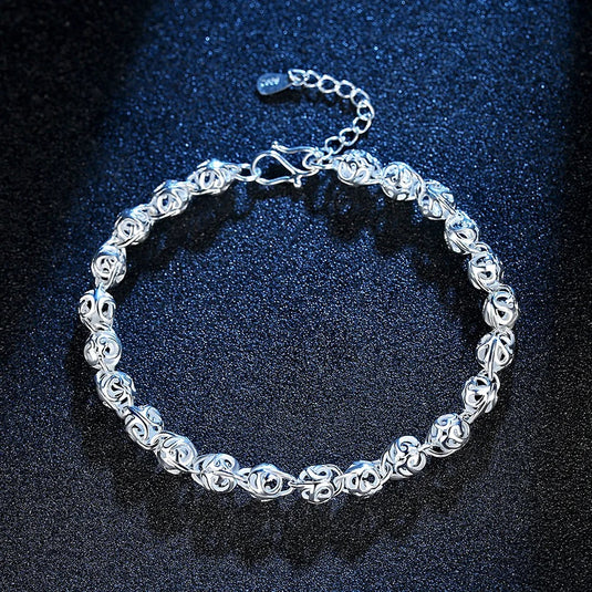 925 Silver Hollow Ball Bracelet