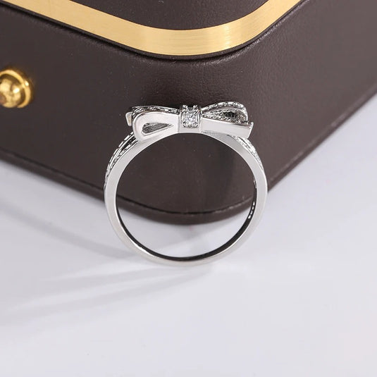 925 Silver Zircon Bow Design Finger Ring