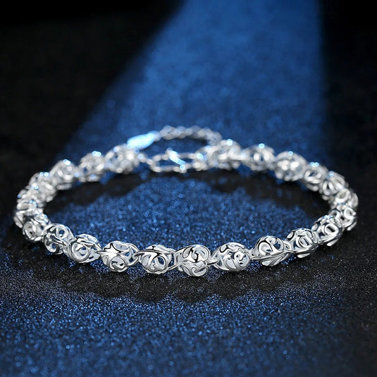 925 Silver Hollow Ball Bracelet