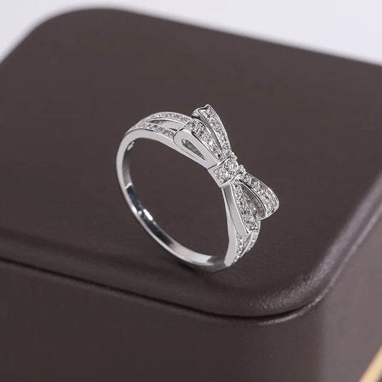 925 Silver Zircon Bow Design Finger Ring