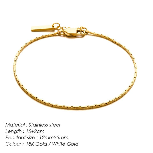 18k Gold Plated Stainless Steel Anti Tarnish Wired Bracelet For Men & Women