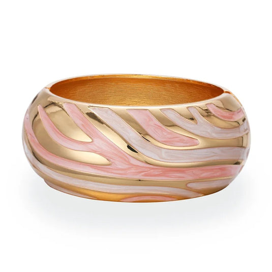 Drop Oil Design Multicolor Cuff Bangle in Pink & White