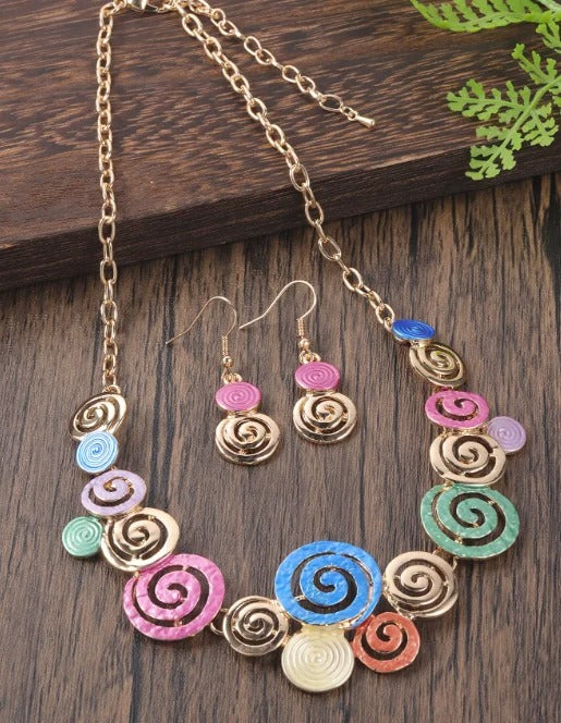 Gold Plated, Stainless Steel, Enamel Coated Multicolor Stylish Set