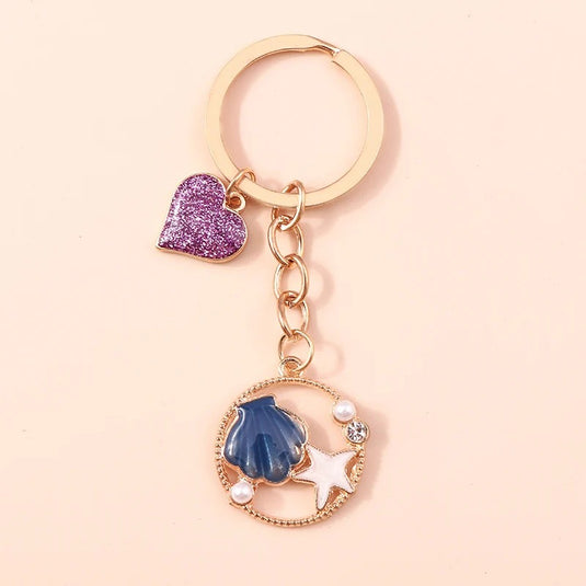 Heart Shell & Star Bag Charm / Keychain