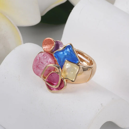 Multicolor Adjustable Enamel Coated Finger Ring