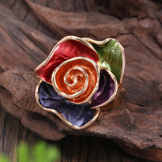 Multicolor Adjustable Enamel Coated Finger Ring