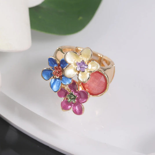 Multicolor Adjustable Enamel Coated Finger Ring