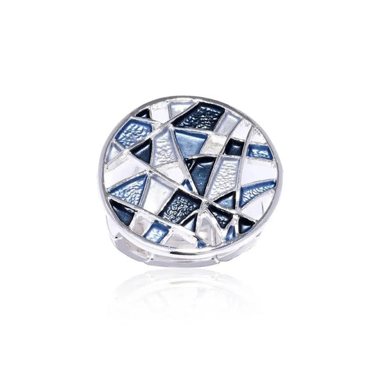 Adjustable Enamel Coated Finger Ring in Shades of Blue