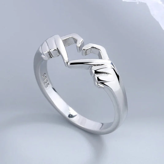 Heart Hand Hug Fashion Finger Ring, Size 6