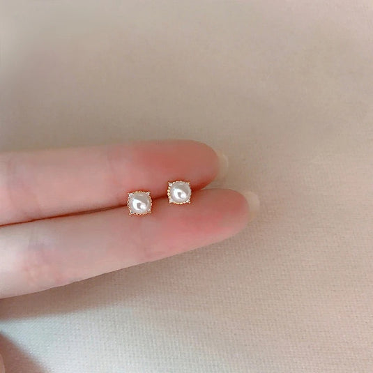 Mini Pearl Opal Stone Stud Earrings