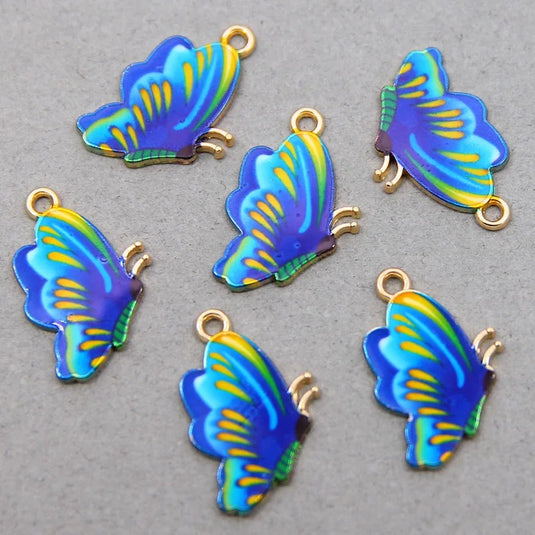 Blue Butterfly Charm Pendants with Stainless Steel Chains