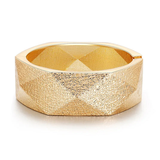 Gold Plated Classic Punk Metal Statement Cuff Bangle