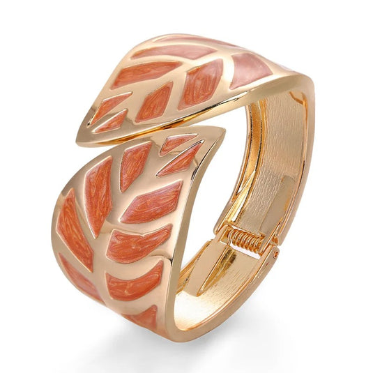 Drop Oil Design Multicolor Cuff Bangle in Brown & Gold