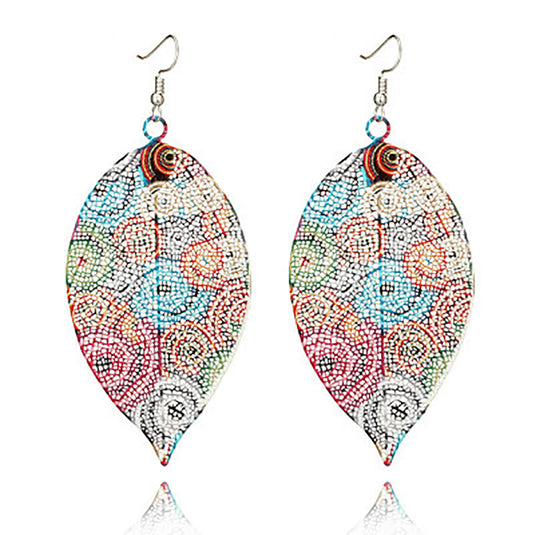 Colorful Tassel Multicolor Leaf Droplets Long earrings