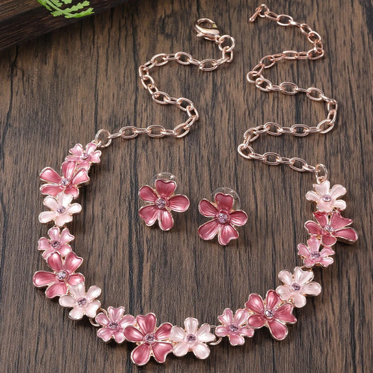 Gold Plated, Stainless Steel, Enamel Coated Multicolor Stylish Set in Shades of Pink