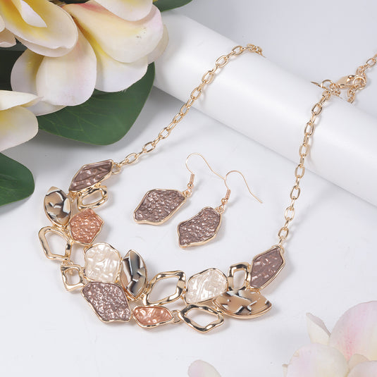 Gold Plated, Stainless Steel, Enamel Coated Stylish Set in Gold