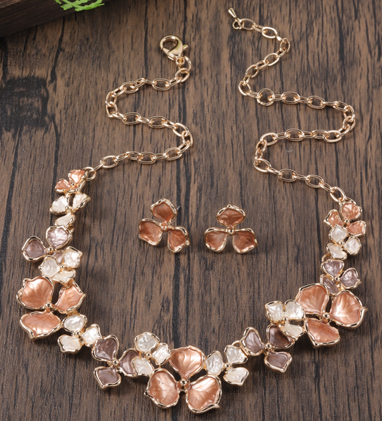 Gold Plated, Stainless Steel, Enamel Coated Stylish Set in Gold