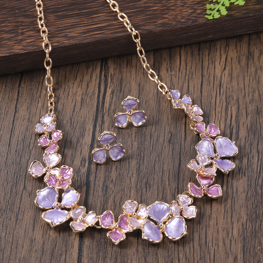 Gold Plated, Stainless Steel, Enamel Coated Stylish Set in shades of Violet & Purple