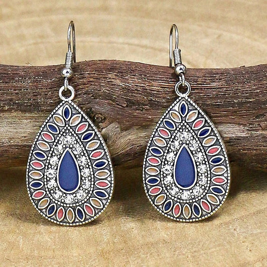 Classic Indo Western drop earrings with an ethnic look in Shades of Blue